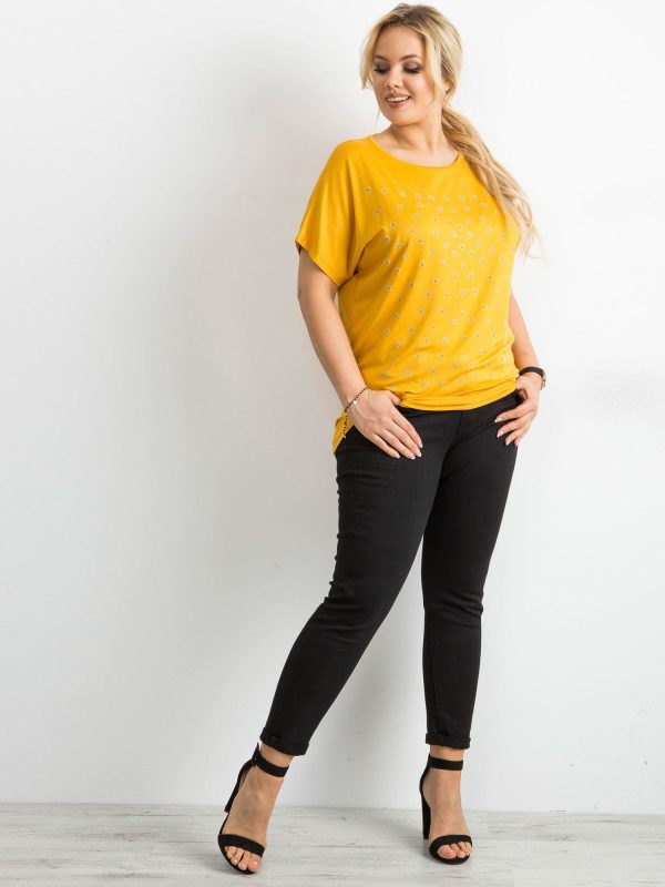 Wholesale Yellow T-shirt with PLUS SIZE applications