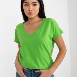 Wholesale Emory Green Women's Basic V-Neck T-Shirt