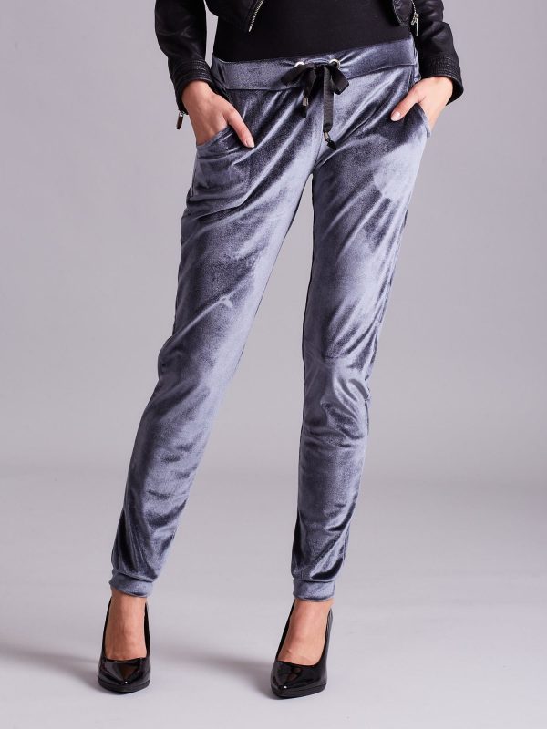 Wholesale Women's trousers with velor grey