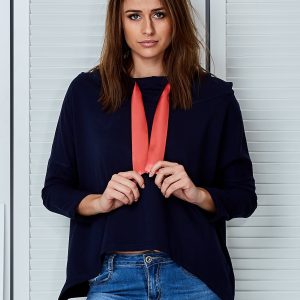 Wholesale Navy blue hoodie with ribbon