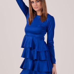 Wholesale Cobalt dress with layered ruffles