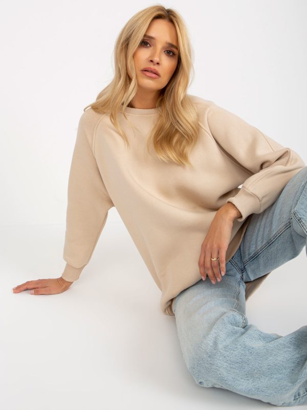 Wholesale Beige women's basic sweatshirt without hood