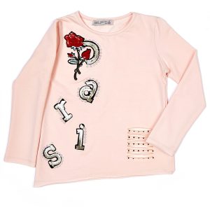 Wholesale Light pink girl blouse with stripes