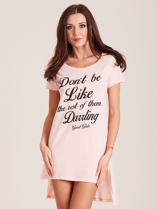 Wholesale Peach nightshirt with inscriptions