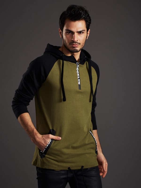 Wholesale Khaki sweatshirt for men with text sliders