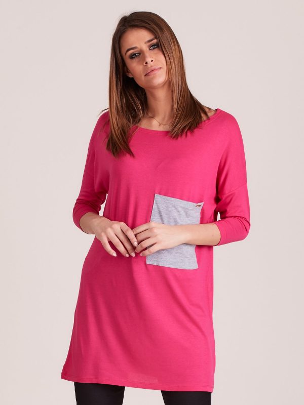 Wholesale Pink Casual Tunic with Pocket