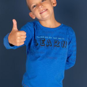 Wholesale Blue blouse for boy with text print