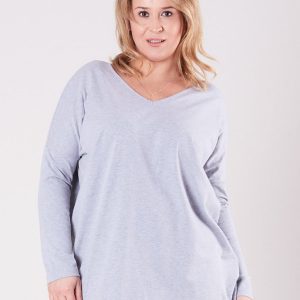 Wholesale Gray blouse with V-neck PLUS SIZE