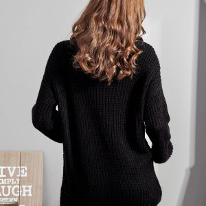 Wholesale Black sweater with wide turtleneck