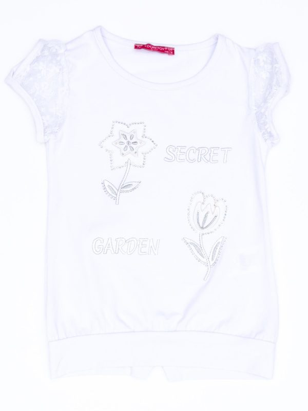 Wholesale White t-shirt for girl with flowers