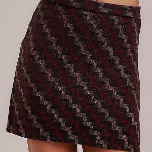 Wholesale Brown mini skirt in geometric pattern