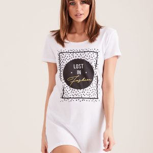 Wholesale White Printed Nightgown