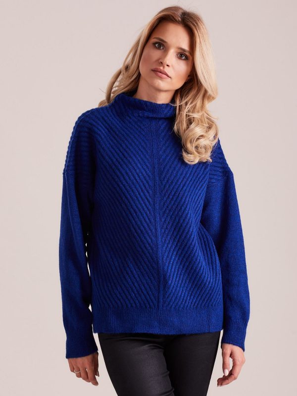 Wholesale Women's Cobalt Knitted Sweater