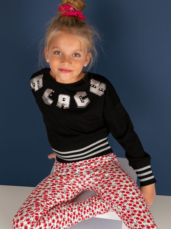 Wholesale Black sweatshirt for girl with welts