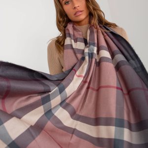 Wholesale Dirty Pink Ladies Plaid Scarf with Fringe