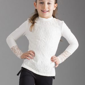 Wholesale White Elegant Girls' Blouse with Lace Insert