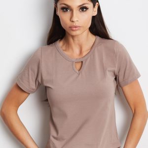 Wholesale Beige T-shirt with teardrop