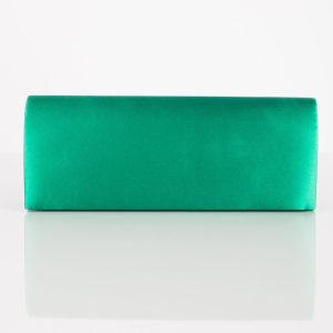 Wholesale Satin plain clutch bag with mirror green