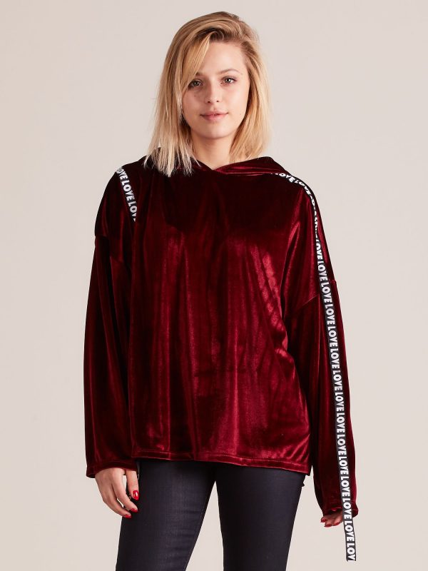 Wholesale Velour oversize hoodie burgundy