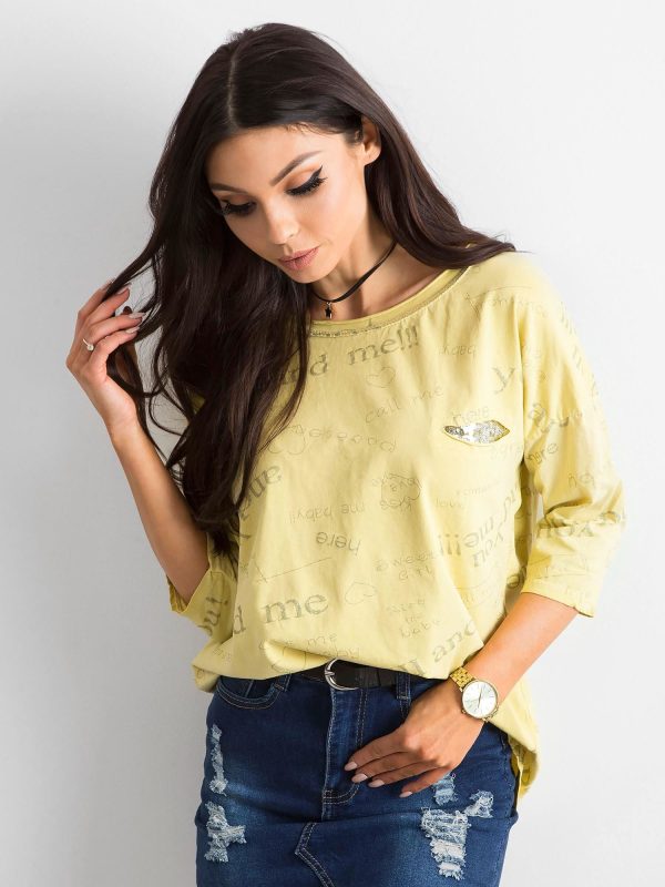 Wholesale Yellow blouse with inscriptions