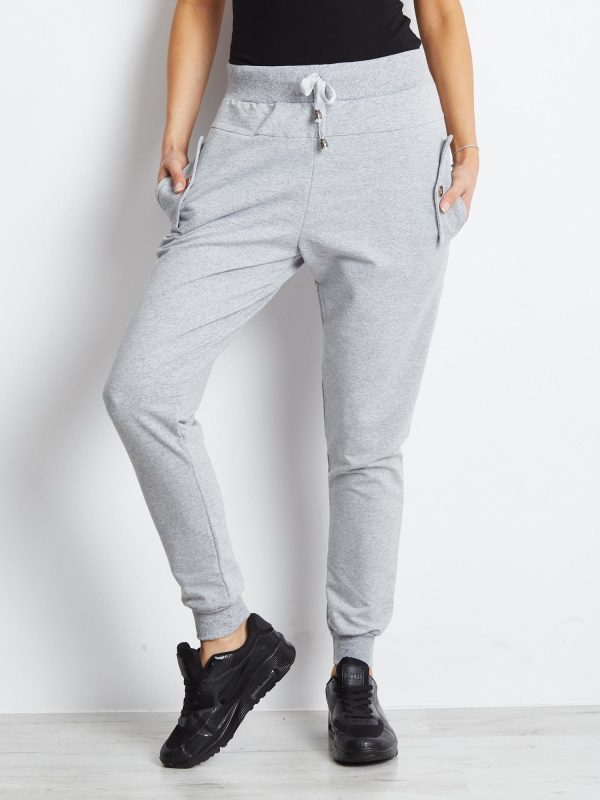 Wholesale Light grey sweatpants with pockets