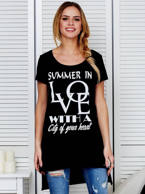 Wholesale Black cotton tunic SUMMER IN LOVE