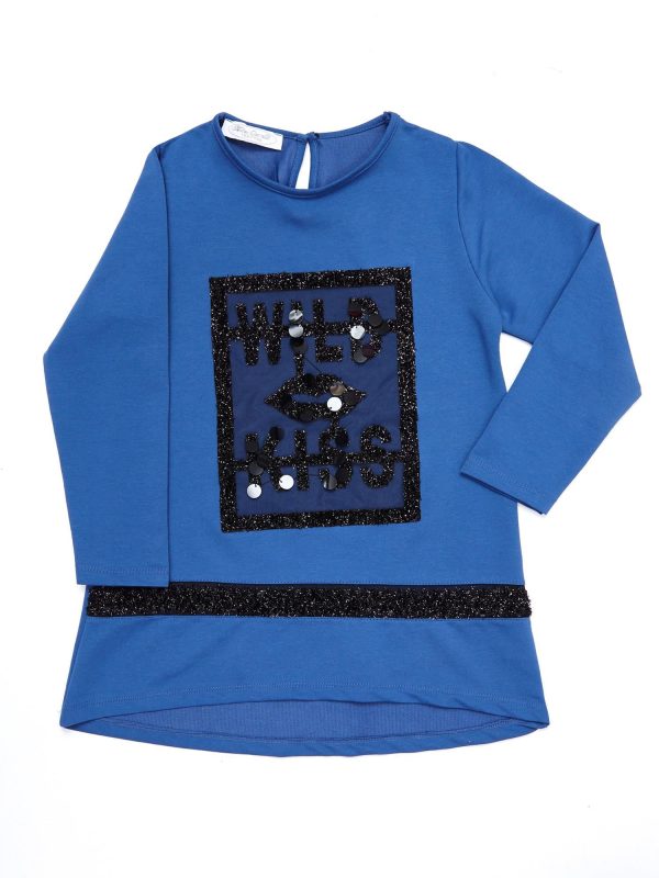 Wholesale Dark blue tunic for a girl with applications