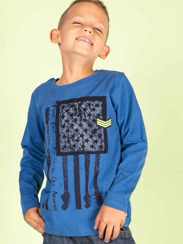 Wholesale Dark blue cotton blouse for boy