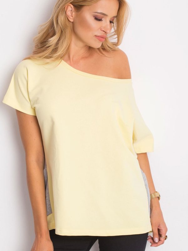 Wholesale Yellow-gray oversized blouse with frill