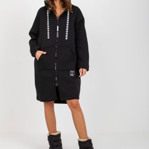 Wholesale Black Oversize Long Sweatshirt