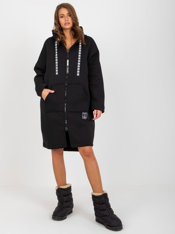 Wholesale Black Oversize Long Sweatshirt