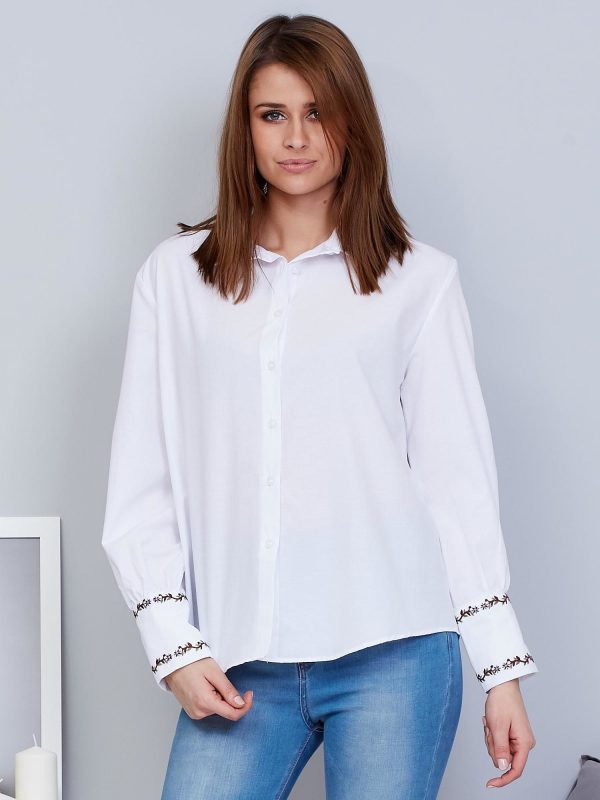 Wholesale White shirt with ethnic embroidery