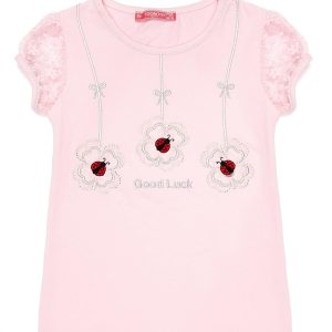 Wholesale Light pink t-shirt for girl with ladybugs