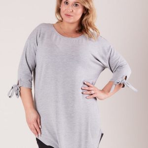 Wholesale Light gray tunic with binding on sleeves PLUS SIZE