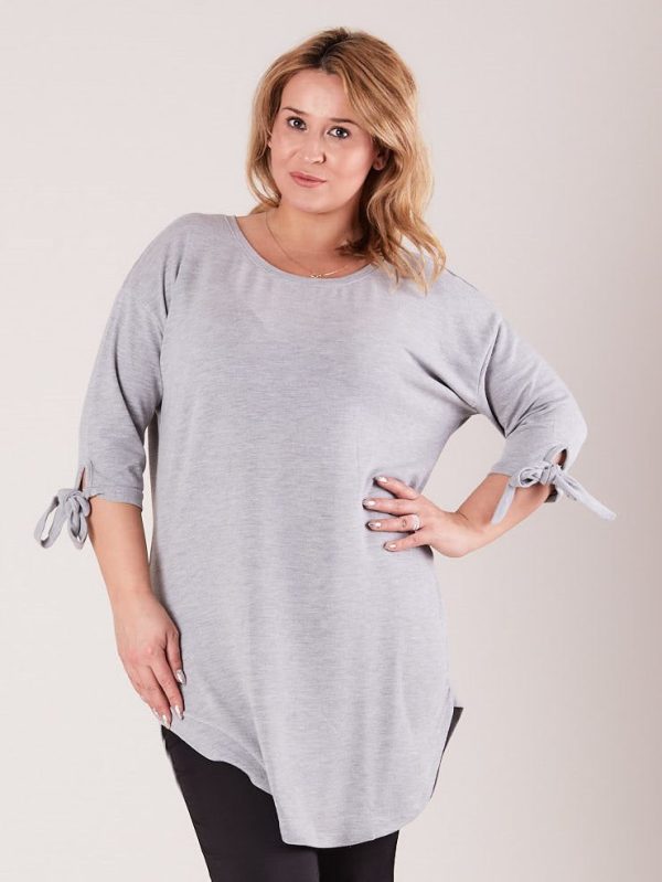 Wholesale Light gray tunic with binding on sleeves PLUS SIZE