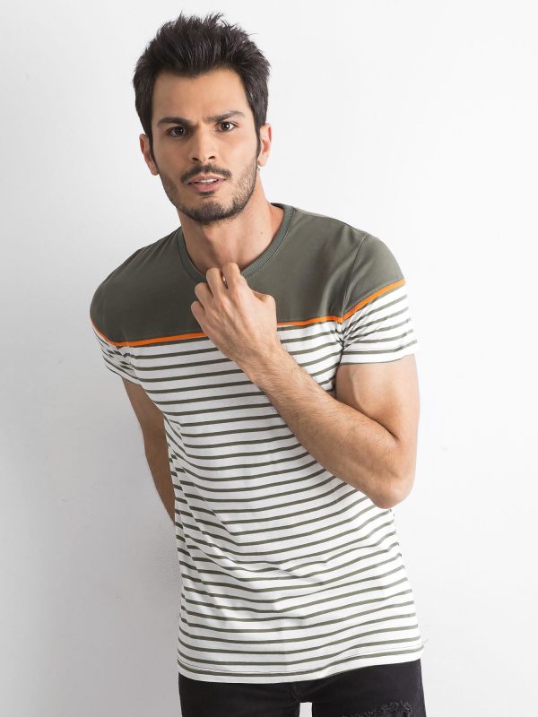 Wholesale Khaki striped t-shirt for men