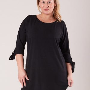 Wholesale Black tunic with binding on sleeves PLUS SIZE