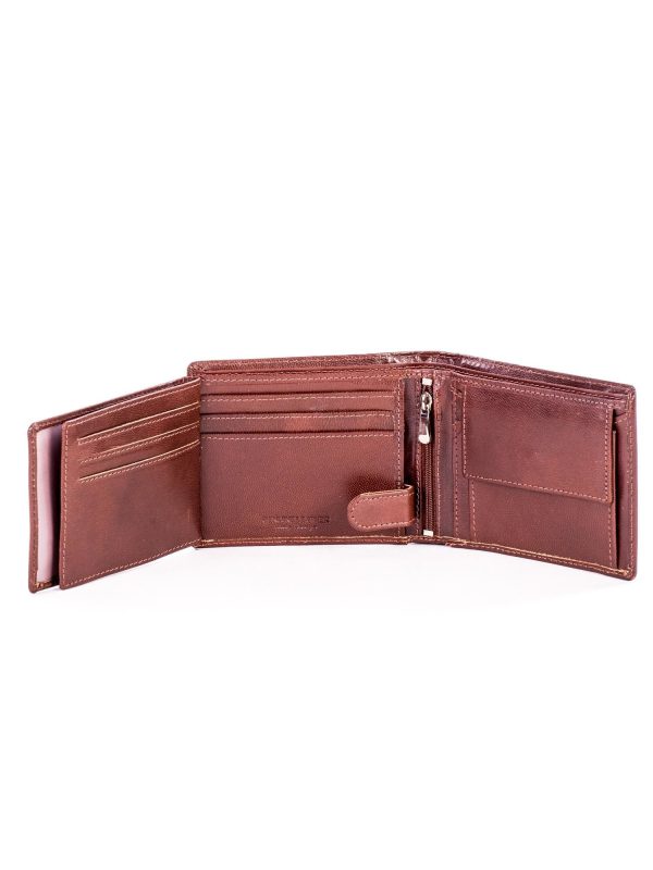 Wholesale Brown Leather Wallet with Embossing