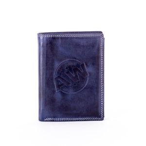 Wholesale Blue Leather Wallet with Round Embossed Embossed