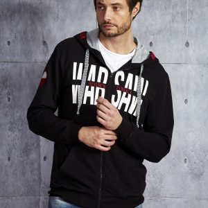 Wholesale Black sweatshirt for men with inscription and print