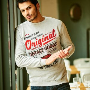 Wholesale Grey sweatshirt for men with vintage print