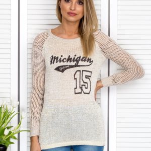 Wholesale Beige jumper with baseball print