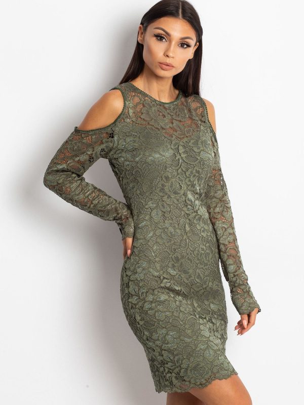 Wholesale Green Lace Off Shoulder Dress