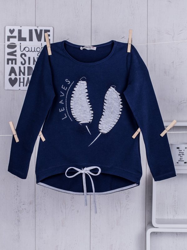 Wholesale Navy blue blouse for girl with leaves