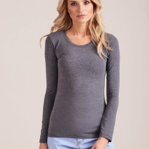 Wholesale Dark Grey Long Sleeve Blouse