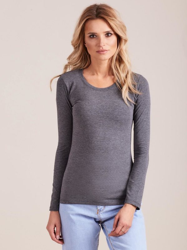 Wholesale Dark Grey Long Sleeve Blouse