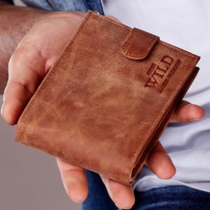 Wholesale Light Brown Men's Leather Wallet with Snap