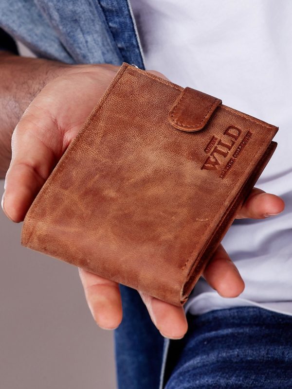 Wholesale Light Brown Men's Leather Wallet with Snap