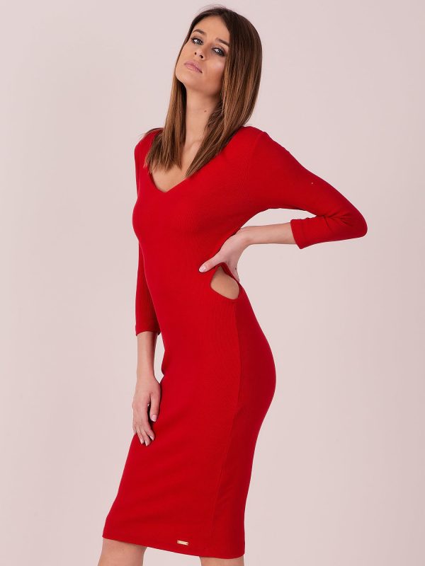 Wholesale Dress with side cutouts red