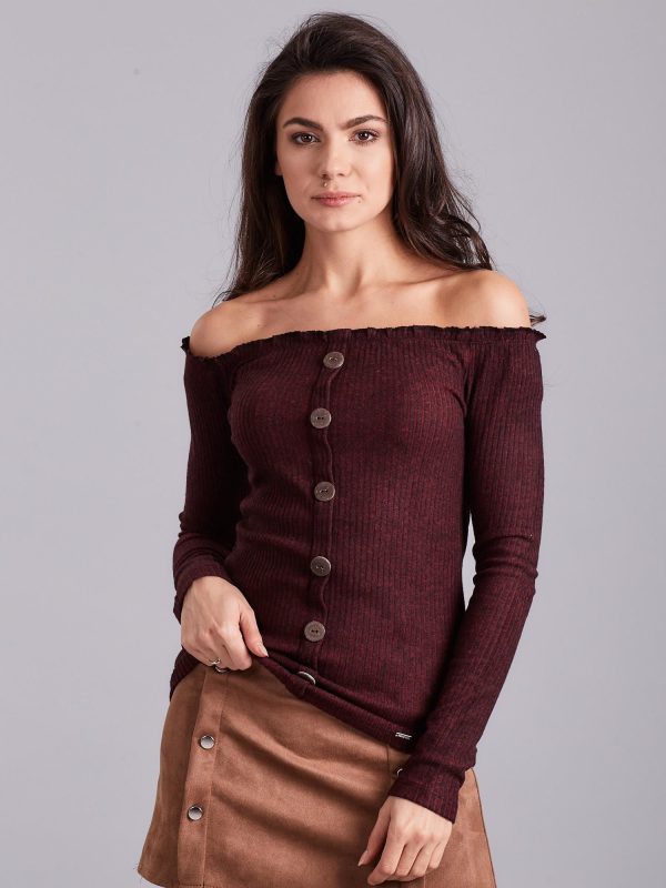 Wholesale Dark brown ribbed Spanish blouse